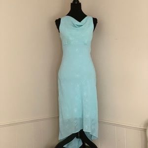 Baby Blue Embroidered Hi Lo Sleeveless Party Dress